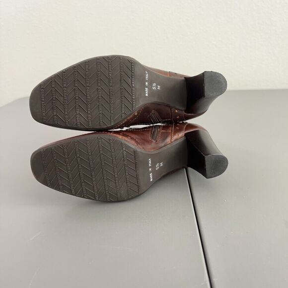 Sesto Meucci Boots Womens US 5.5M Brown Studs Side Zip Leather Heels Ankle - Picture 6 of 9